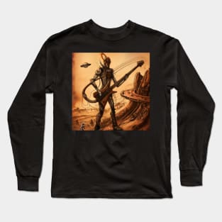 Giant Robot Alien Playing Guitar Long Sleeve T-Shirt